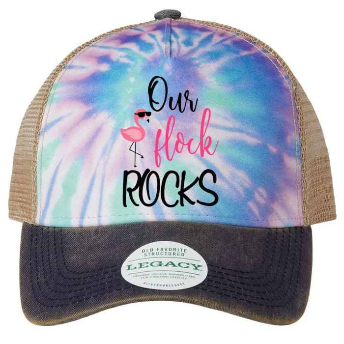 Our Flock Rocks Flamingo Mother's Day Gift Legacy Tie Dye Trucker Hat