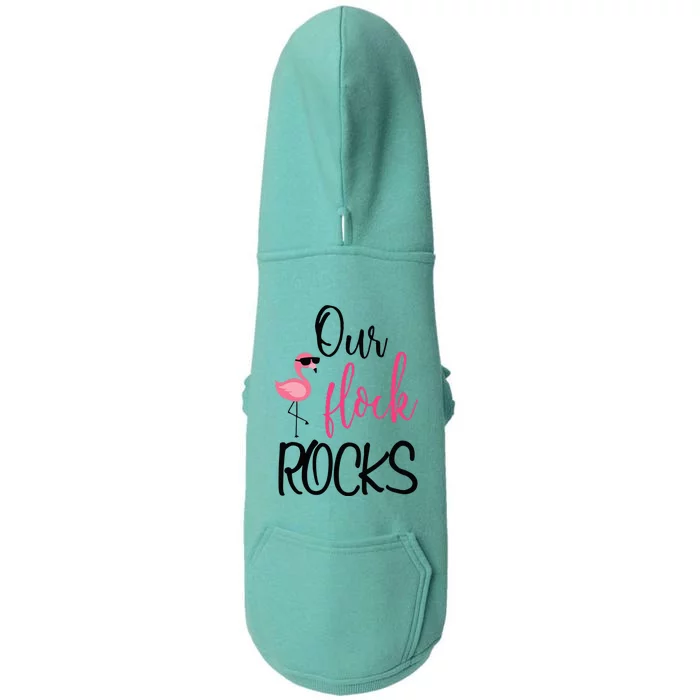 Our Flock Rocks Flamingo Mother's Day Gift Doggie 3-End Fleece Hoodie