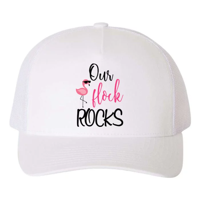 Our Flock Rocks Flamingo Mother's Day Gift Yupoong Adult 5-Panel Trucker Hat