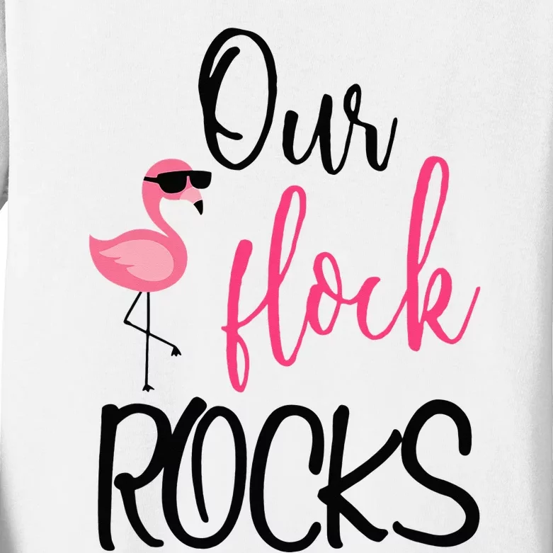 Our Flock Rocks Flamingo Mother's Day Gift Kids Long Sleeve Shirt