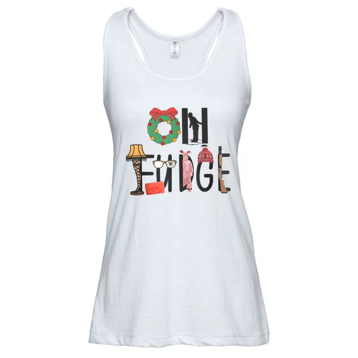 Oh Fudge Santa Hat Christmas Story Family Christmas Kids Ladies Essential Flowy Tank