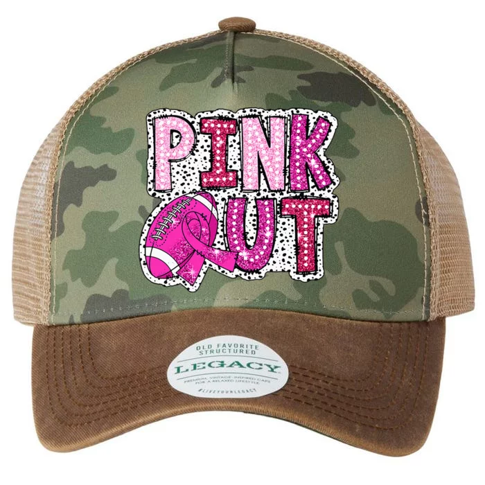 Out Football Tackle Breast Cancer Awareness Dalmatian Legacy Tie Dye Trucker Hat