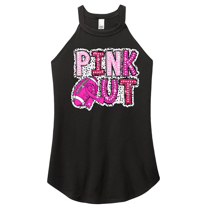 Out Football Tackle Breast Cancer Awareness Dalmatian Women’s Perfect Tri Rocker Tank