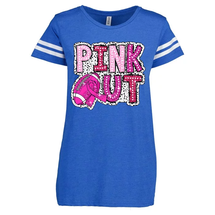 Out Football Tackle Breast Cancer Awareness Dalmatian Enza Ladies Jersey Football T-Shirt