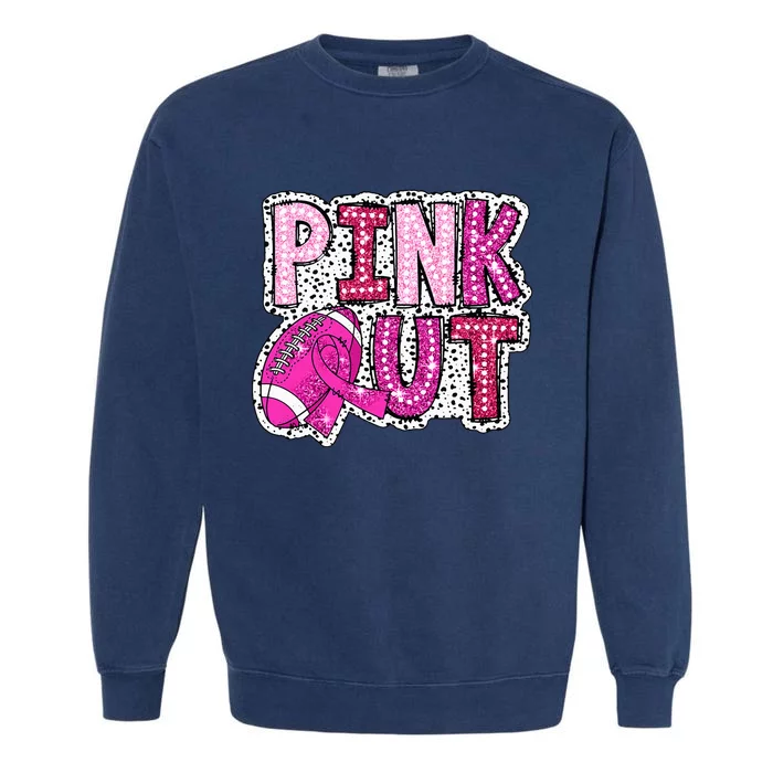 Out Football Tackle Breast Cancer Awareness Dalmatian Garment-Dyed Sweatshirt