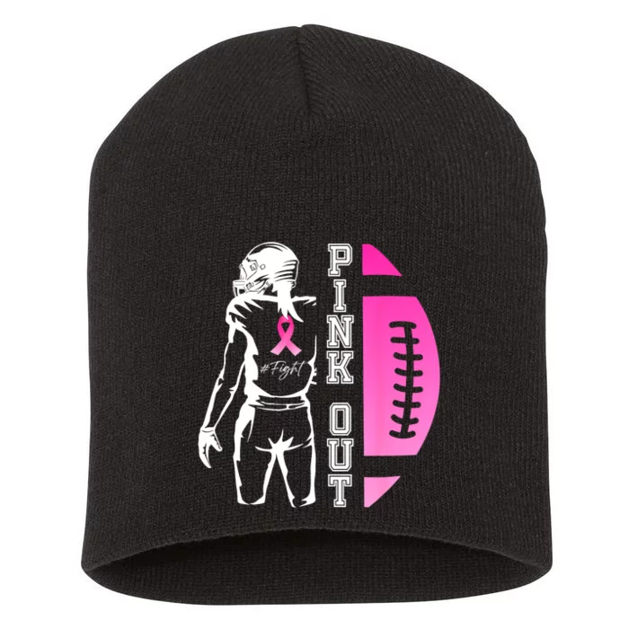 Out Football Team Breast Cancer Awareness Month Short Acrylic Beanie