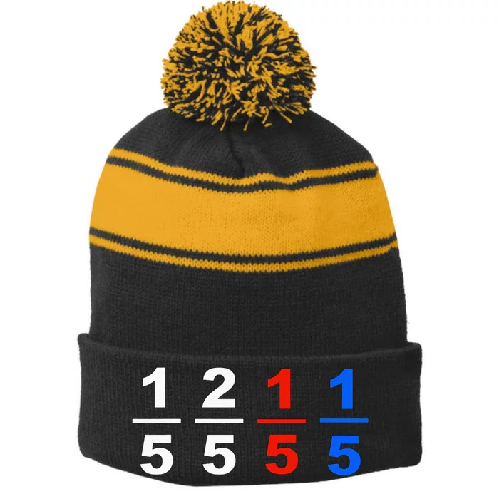 One Fifth Two Fifth Red Fifth Blue Fifth Funny Math Humor Stripe Pom Pom Beanie