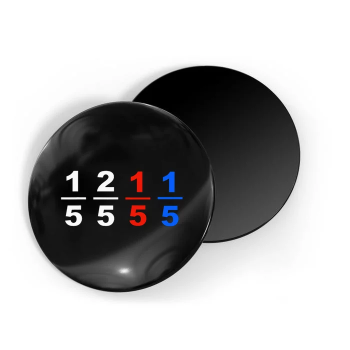 One Fifth Two Fifth Red Fifth Blue Fifth Funny Math Humor Magnet