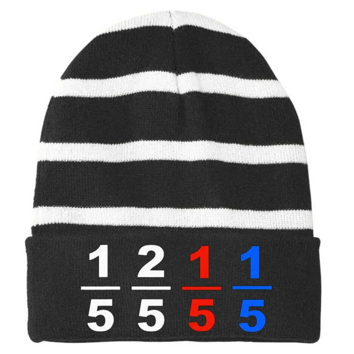 One Fifth Two Fifth Red Fifth Blue Fifth Funny Math Humor Striped Beanie with Solid Band