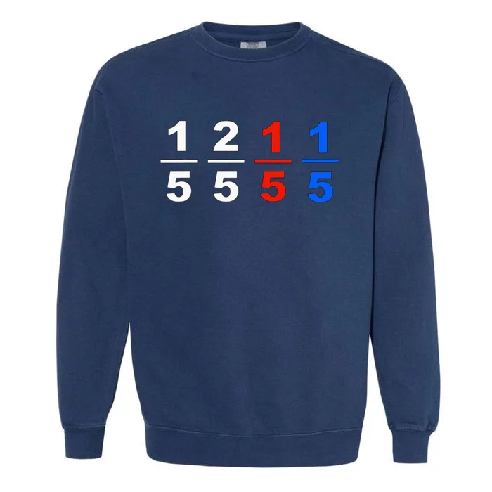 One Fifth Two Fifth Red Fifth Blue Fifth Funny Math Humor Garment-Dyed Sweatshirt