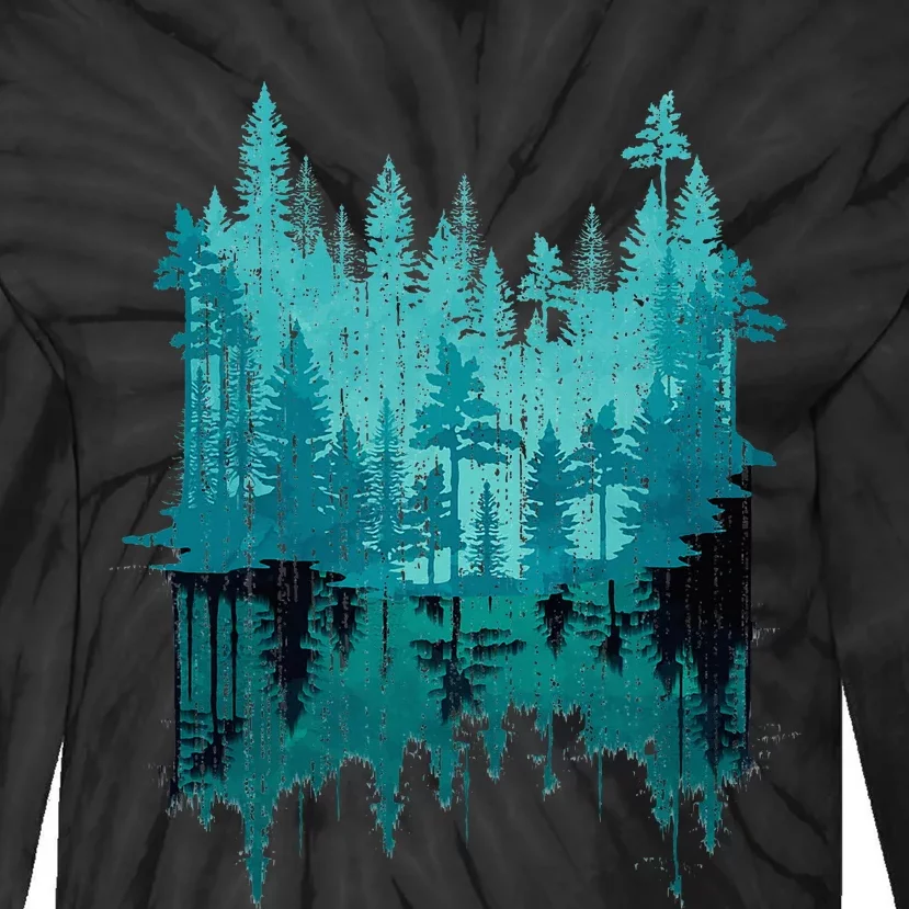 Outdoor Forest Trees Reflection Wildlife Nature Tie-Dye Long Sleeve Shirt