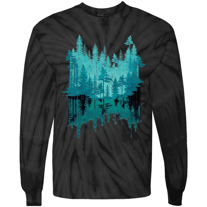 Outdoor Forest Trees Reflection Wildlife Nature Tie-Dye Long Sleeve Shirt