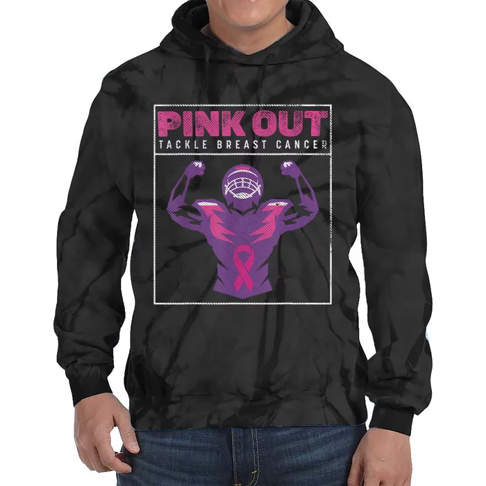 Out Football Team Tackle Breast Cancer Awareness Month Tie Dye Hoodie