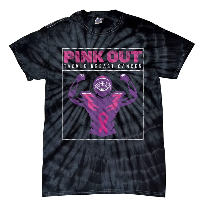 Out Football Team Tackle Breast Cancer Awareness Month Tie-Dye T-Shirt