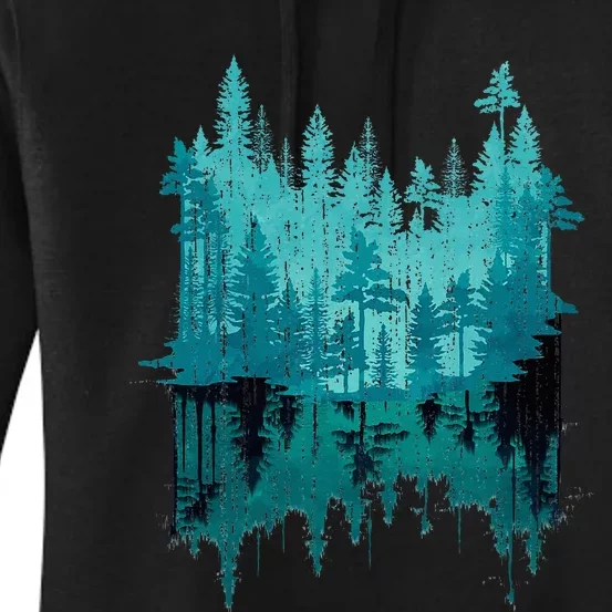 Outdoor Forest Trees Reflection Wildlife Nature Women's Pullover Hoodie