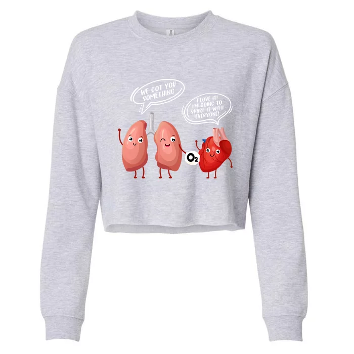 Oxygen For The Heart Lungs Doctor Gift Cropped Pullover Crew