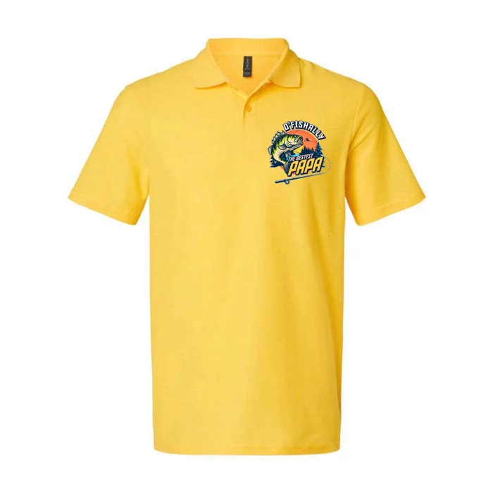 O Fishally The Bestest Papa Softstyle Adult Sport Polo