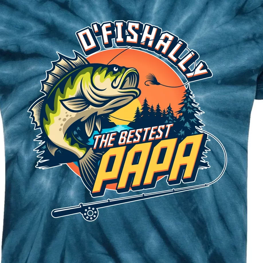 O Fishally The Bestest Papa Kids Tie-Dye T-Shirt