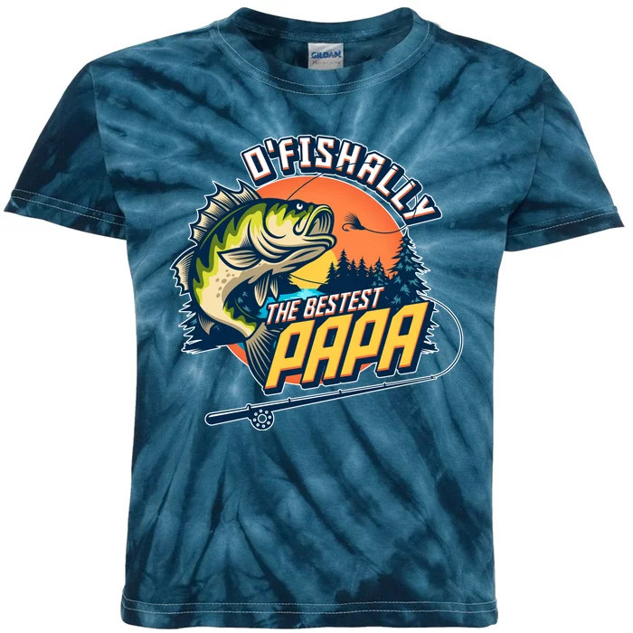 O Fishally The Bestest Papa Kids Tie-Dye T-Shirt