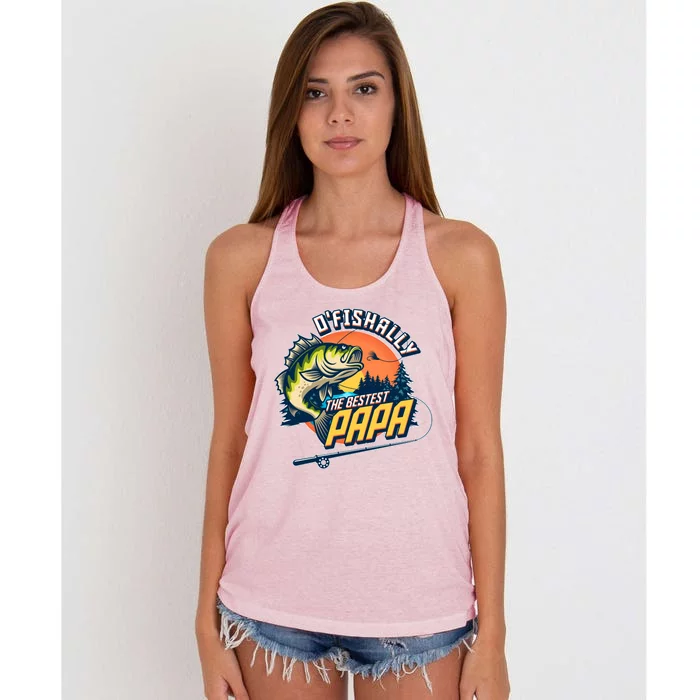 O Fishally The Bestest Papa Women's Knotted Racerback Tank