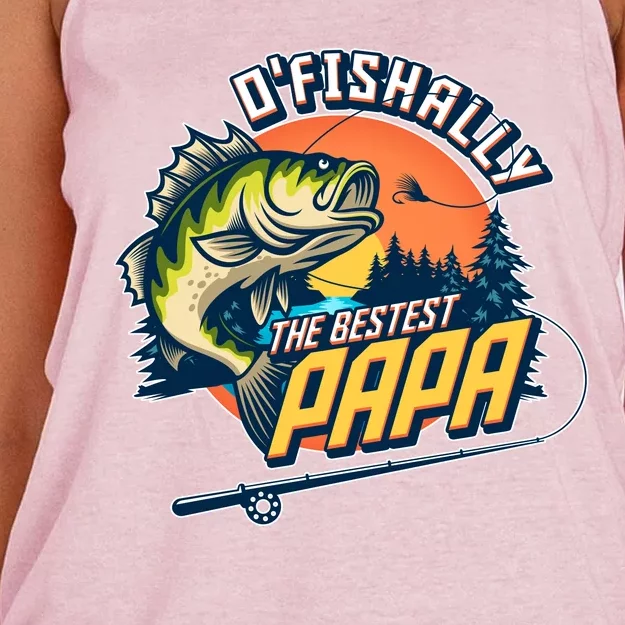 O Fishally The Bestest Papa Women's Knotted Racerback Tank