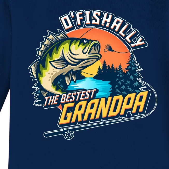 O Fishally The Bestest Grandpa Baby Long Sleeve Bodysuit