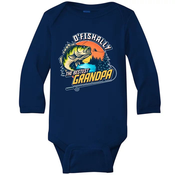 O Fishally The Bestest Grandpa Baby Long Sleeve Bodysuit