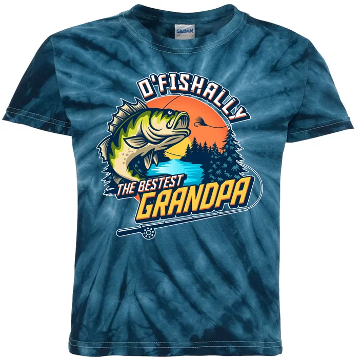 O Fishally The Bestest Grandpa Kids Tie-Dye T-Shirt