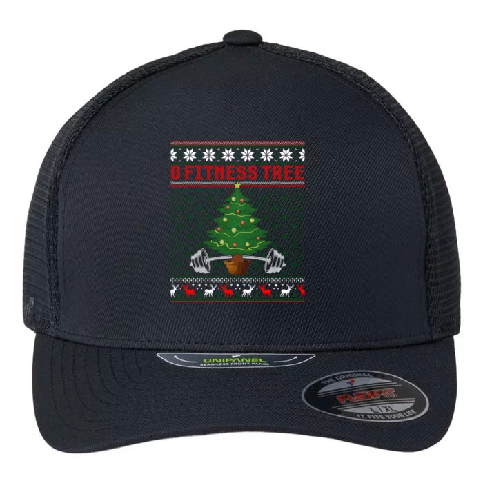 O Fitness Tree Funny Gym Weightlifting Pun Christmas Ugly Gift Flexfit Unipanel Trucker Cap