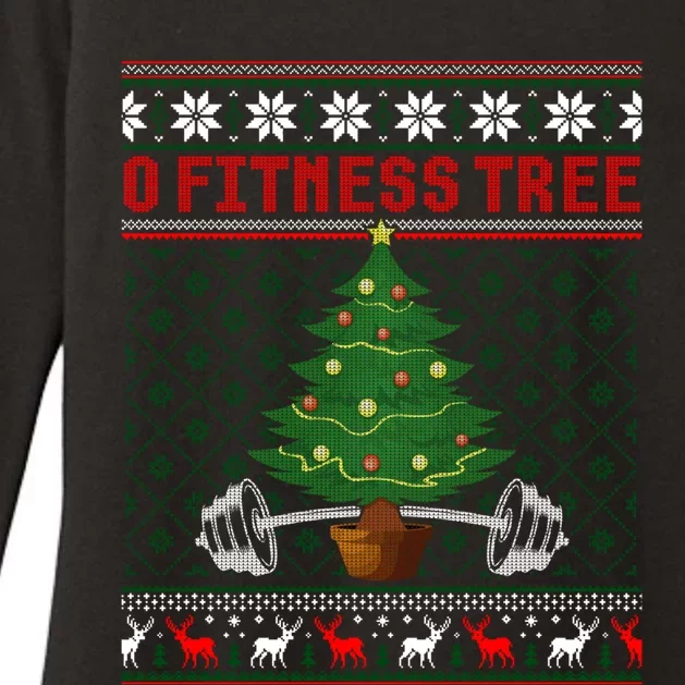 O Fitness Tree Funny Gym Weightlifting Pun Christmas Ugly Gift Womens CVC Long Sleeve Shirt