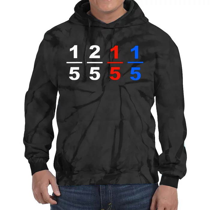 One Fifth Two Fifth Red Fifth Blue Fifth Funny Math Humor Tie Dye Hoodie