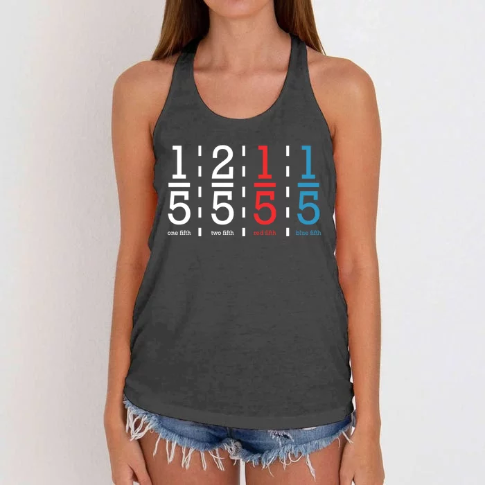 One Fifth Two Fifth Red Fifth Blue Fifth Math Women's Knotted Racerback Tank