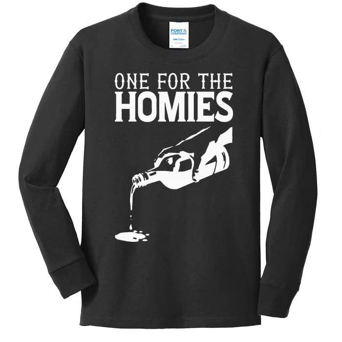 One For The Homies Chicano Art Cholo Mexican American Kids Long Sleeve Shirt