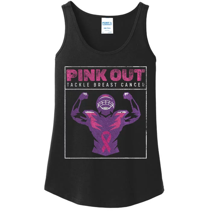 Out Football Team Tackle Breast Cancer Awareness Month Ladies Essential Tank