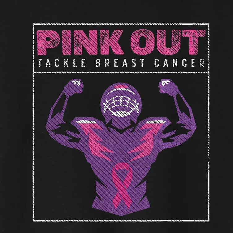 Out Football Team Tackle Breast Cancer Awareness Month Women's Crop Top Tee