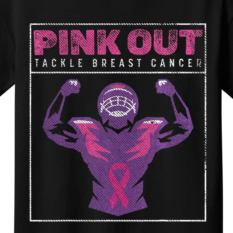 Out Football Team Tackle Breast Cancer Awareness Month Kids T-Shirt