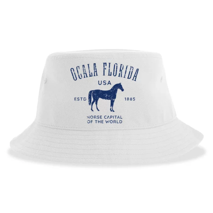 Ocala Florida Usa Horse Capital Distressed Equestrian Design Sustainable Bucket Hat