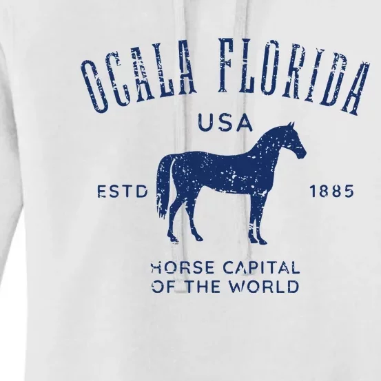 Ocala Florida Usa Horse Capital Distressed Equestrian Design Women's Pullover Hoodie