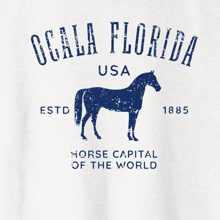 Ocala Florida Usa Horse Capital Distressed Equestrian Design Women's Crop Top Tee