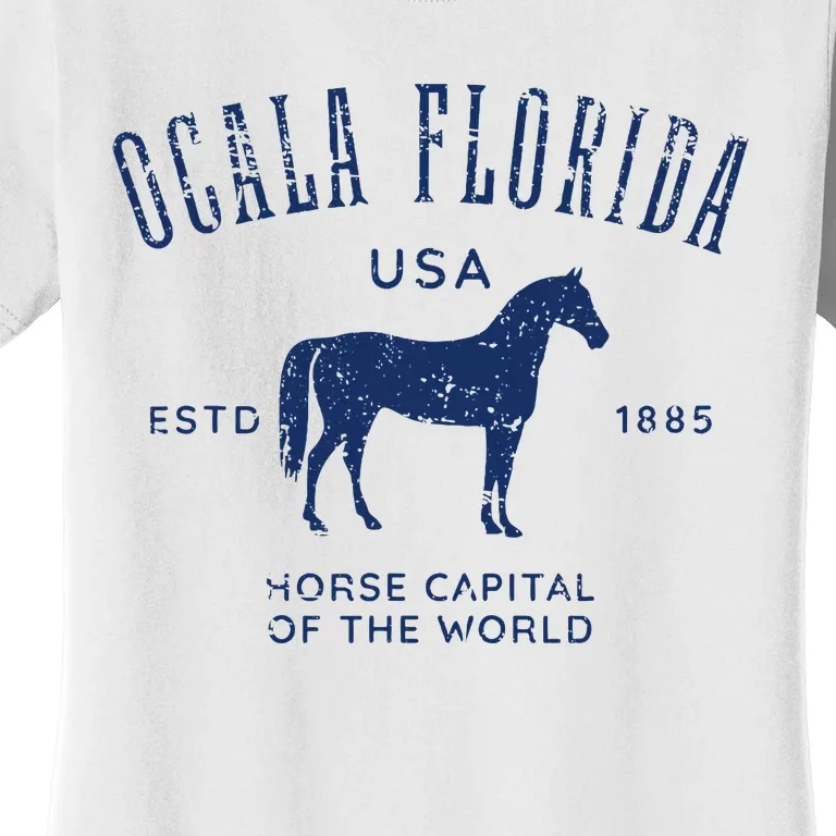 Ocala Florida Usa Horse Capital Distressed Equestrian Design Women's T-Shirt