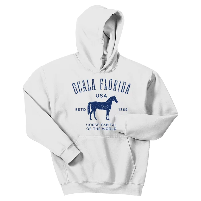 Ocala Florida Usa Horse Capital Distressed Equestrian Design Kids Hoodie