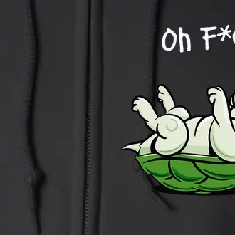 Oh F*ck Upside Down Turtle Cute Cartoonish Funny Baseball Full Zip Hoodie