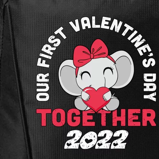 Our First Valentine's Day Together Elephant Matching Couples Gift City Backpack