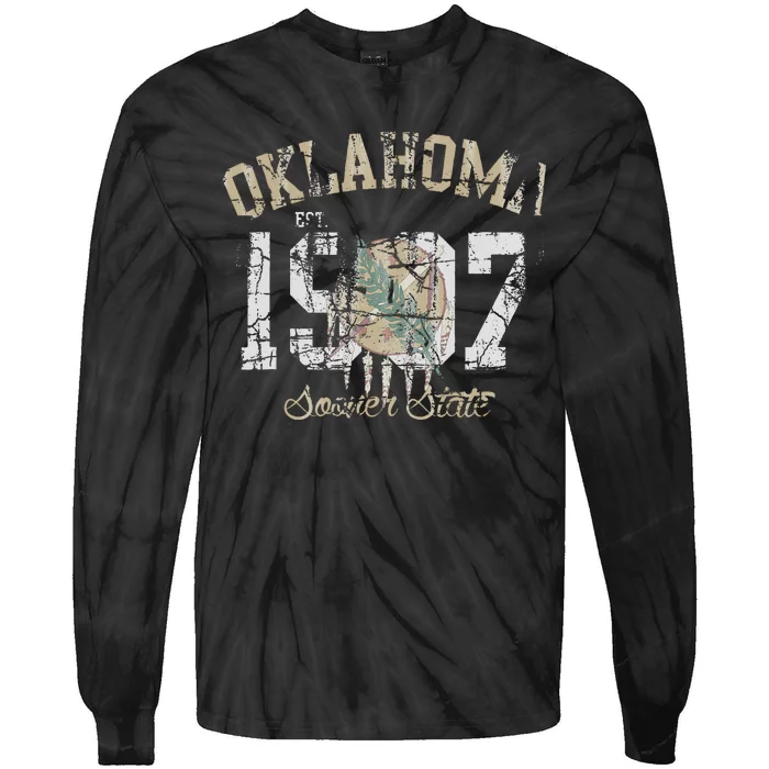 Oklahoma Flag Vintage Fade Tie-Dye Long Sleeve Shirt