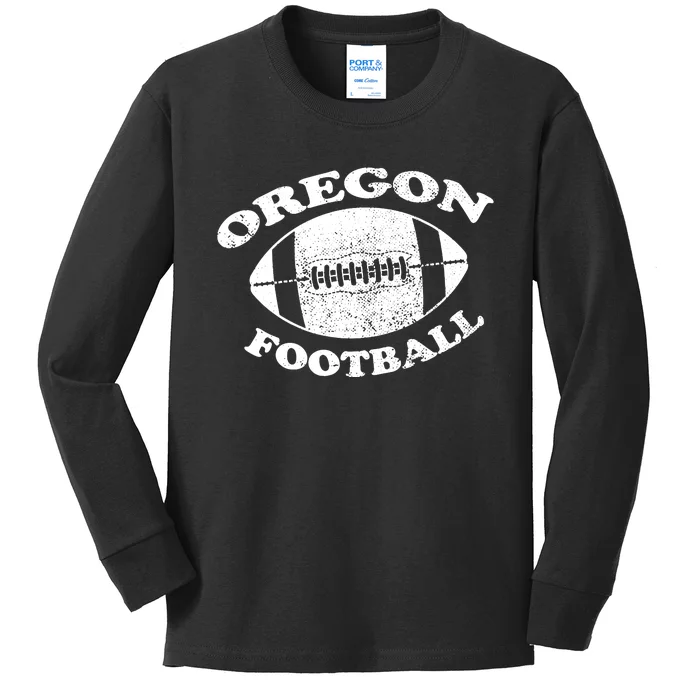 Oregon Football Vintage Distressed Style Kids Long Sleeve Shirt