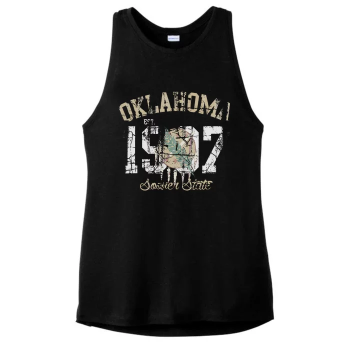 Oklahoma Flag Vintage Fade Men Women Ladies Tri-Blend Wicking Tank