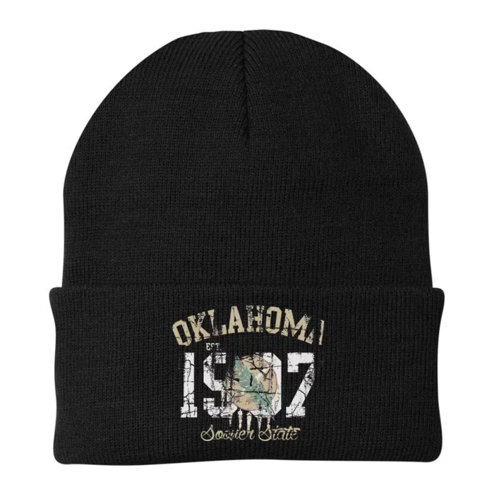 Oklahoma Flag Vintage Fade Men Women Knit Cap Winter Beanie