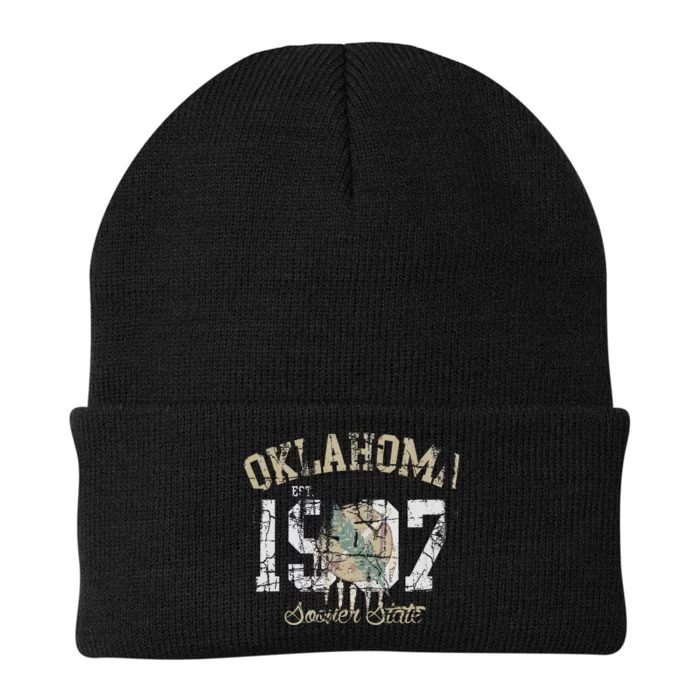 Oklahoma Flag Vintage Fade Knit Cap Winter Beanie