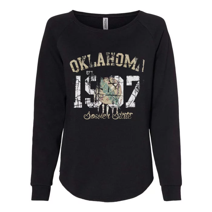 Oklahoma Flag Vintage Fade Womens California Wash Sweatshirt