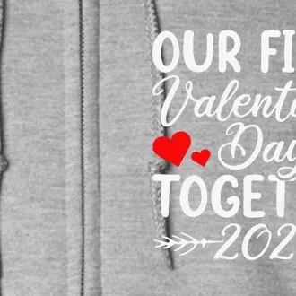 Our First Valentine's Day Together Apparel, Couples Matching Full Zip Hoodie